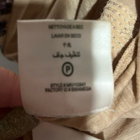 BCBG Sequin Tank Top Cami High Low Hem Tan Boho Contemporary Womans Size Large - Picture 6 of 10